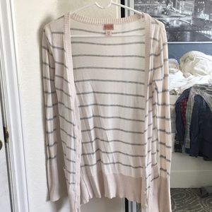 White and gray striped cardigan